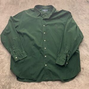 Polo Ralph Lauren Button Up Green With Purple Horse Mens Size 3XB